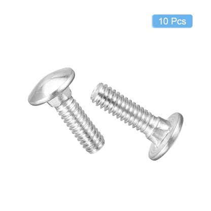uxcell 1/4-20x7/8 Carriage Bolt, 10pcs Round Head Square Neck Screws, 304 Stainless Steel, Fully Threaded, Silver - size: 1/4-20x7/8"