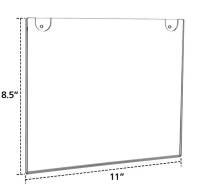 NIUBEE 6-Packs Acrylic Wall Sign Holder 8.5x11 Horizontal, Clear Plastic Picture Frames , Wall Mounted Design, Support No Drilling (Provide 3M Tape and Mounting Screws)