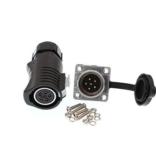 LP20 6 Pin Female Power Industrial Quick-Disconnected Plug and Socket LED Outdoor Waterproof Bulkhead Connector - color: Feamle plug & male socket, size: LP20 6F