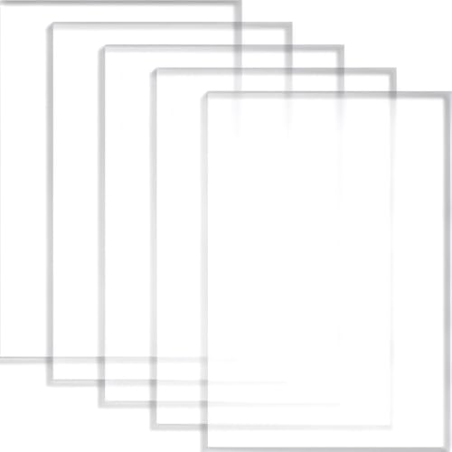 5 Pack 8" x 12" Clear Acrylic Sheet 0.04" Thick Plexiglass Sheet with Protective Film on Both Sides Transparent Plastic Boards for Crafts Picture Frame Glass Replacement DIY Display Projects