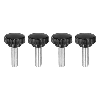 uxcell 4pcs Knurled Clamping Knobs M10 x 30mm Metric Zinc Plated Carbon Steel Male Thread Thumb Screw on Type 30mm Plastic Round Head Threaded Hand Bolt Stud Knobs Black - size: M10 x 30mm x 30mm