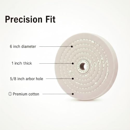 2 Pcs 6" Extra Thick Cotton Buffing Wheel, 5/8" Arbor Hole - style: 6 In Buffing Wheel(Yellow&White)