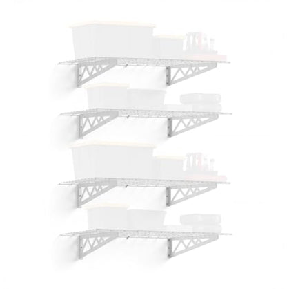 SafeRacks Steel Garage Wall Shelves 4-Pk w/Hooks, 500lb, White (24x48) - color: White, size: 24"x48" (4-Pack)