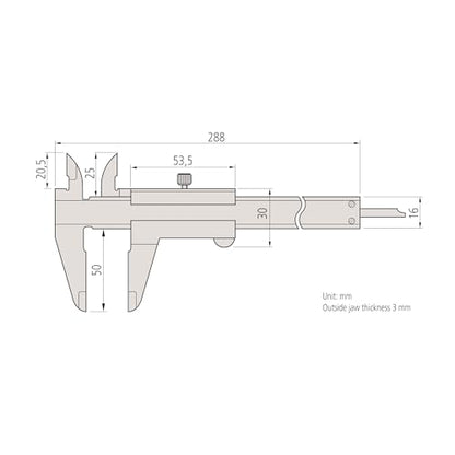 Mitutoyo 530-114 Vernier Caliper, Stainless Steel, Inch/Metric, 0-8" Range, +/-0.002" Accuracy, 0.0078" Resolution
