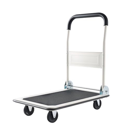 VEVOR Foldable Push Cart Dolly, 330 lbs Load Capacity, Folding Platform Truck with Swivel Wheels, Moving Platform Hand Truck Flatbed Cart, Space Saving Push Handle for Easy Storage 29 x 18.9 x 32.5 in - size: 29.0 x 18.9 x 32.5 in / 735 x 480 x 825 mm