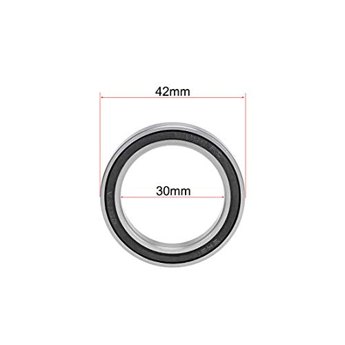 uxcell 6806-2RS Deep Groove Ball Bearings 30mm Inner Dia 42mm OD 7mm Bore Double Sealed Chrome Steel Z2 2pcs - size: 30x42x7mm