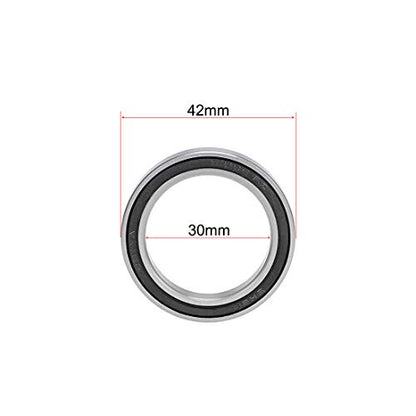 uxcell 6806-2RS Deep Groove Ball Bearings 30mm Inner Dia 42mm OD 7mm Bore Double Sealed Chrome Steel Z2 2pcs - size: 30x42x7mm