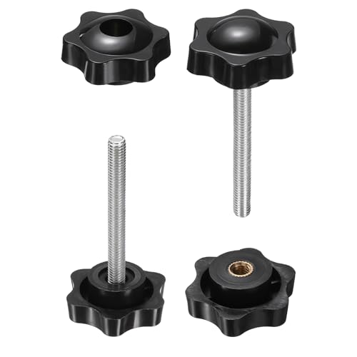 HARFINGTON Star Knobs M6 x 55mm Male + M6 Female Thread 38mm Head 2 Set - size: M6 x 55mm + M6 x 38mm