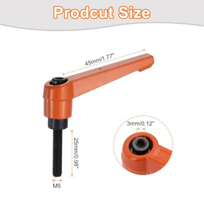 uxcell Clamping Lever Handles for Lathe, M5x25mm Male Thread Orange - size: M5x25mm