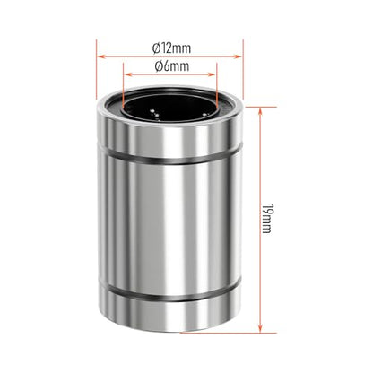 4PCS LM6UU Linear Ball Bearings, 6mm Bore Dia, 12mm OD, 19mm Length with Double Side Rubber Seal Linear Rail for CNC,3D Printer - size: LM6UU Size 6x12x19mm