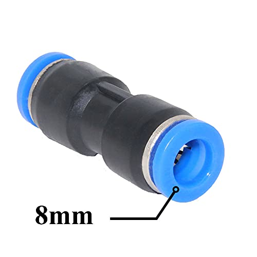 Beduan Push to Connect Fitting, 8mm Tube OD Pneumatic Quick Adapter Tubing Air Hose Line Pipe Fitting 20Pcs For 5/16" Tube OD - size: 8mm (20Pcs)