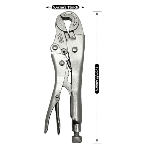 Locking Pliers with Wire Cutter, Cr-Mo Alloy Steel, 3-Side Locking Jaw, Curved Jaw Vise