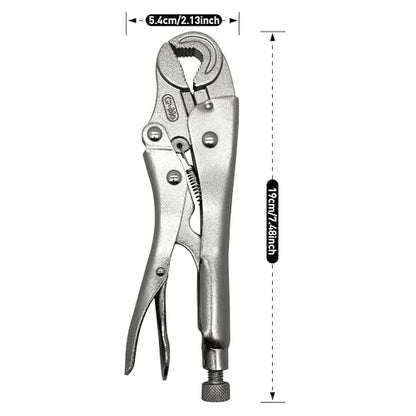 Locking Pliers with Wire Cutter, Cr-Mo Alloy Steel, 3-Side Locking Jaw, Curved Jaw Vise