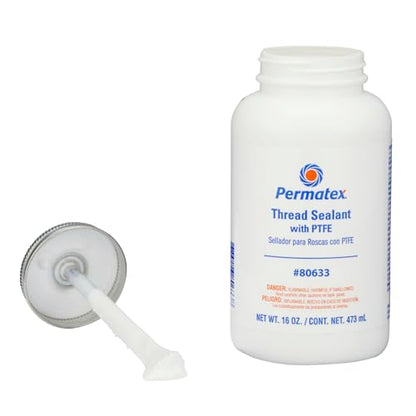 Permatex 80633 Thread Sealant with PTFE, 16 oz., red - size: 16 Fl. Oz.