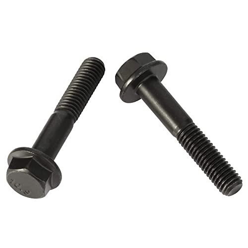 Mellewell M6 x 55mm Flanged Hex Head Bolts Flange Hexagon Screws, Half Thread, Alloy Steel, Black Oxide Finish, Quantity 10 - size: M6-1.0 x 55mm