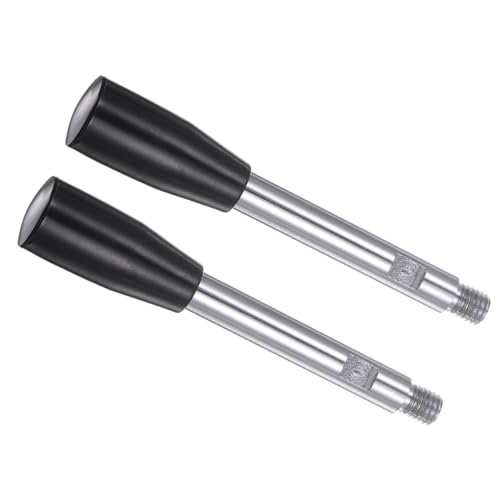 Revolving Crank Clamping Handle, M10 Male Thread 125mm Length, Chrome Plated Long Arm Handwheel Handle Knob Black - (Applications: for Lathe Machinery), 2-Pieces