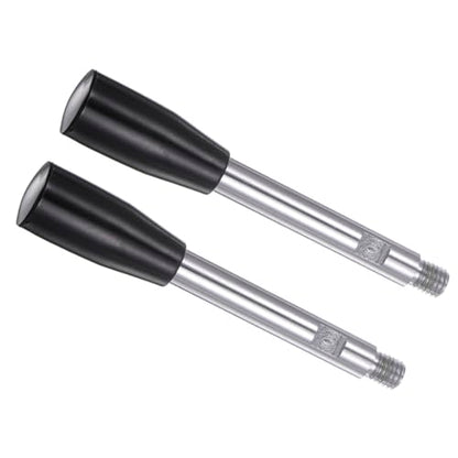 Revolving Crank Clamping Handle, M10 Male Thread 125mm Length, Chrome Plated Long Arm Handwheel Handle Knob Black - (Applications: for Lathe Machinery), 2-Pieces