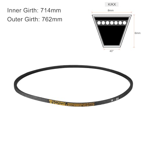 uxcell K-30 V Belt Machine Transmission Rubber, Black Replacement Drive Belt 30 inch Outer Girth 8mm Width 6mm Height JIS Standard - size: 30"