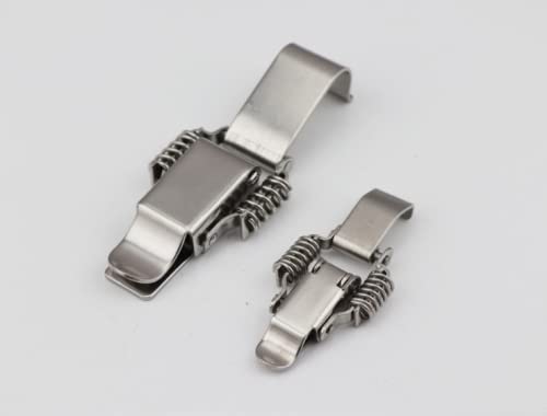 NRC&XRC Stainless Steel Rustic Industrial Double Spring Locking Latch Hasp Chest Toggle Catch Clasp Furniture Hardware Accessories w/Screws (2, M) - size: Medium