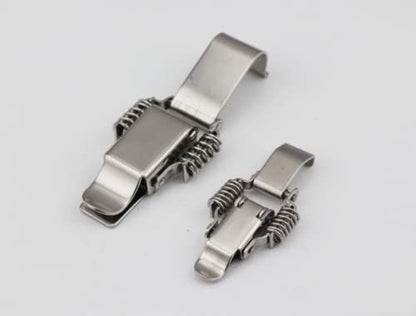 NRC&XRC Stainless Steel Rustic Industrial Double Spring Locking Latch Hasp Chest Toggle Catch Clasp Furniture Hardware Accessories w/Screws (2, M) - size: Medium