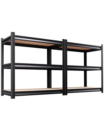 2Pack 3 Tier Garage Shelving,Garage Storage Shelves,Adjustable Heavy Duty Metal Shelving Units and Storage Large Rack,Utility Steel Shelf For Shop Warehouse Pantry Basement Organizers 35"Hx33"Wx16"D - size: 35"Wx16"Dx33.5"H