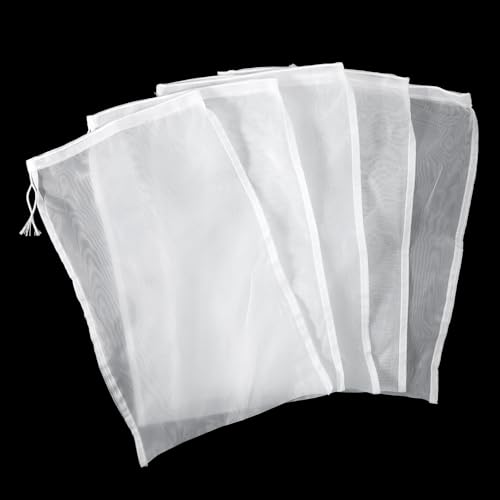 5 Pcs Nylon Brew Bags, Fine Mesh Brewing Bag Reusable Cold Brew Bags, 7.9 x 11.8 Inch Straining Bag for Beer, Wine, Cider - size: 7.9 x 11.8 Inch