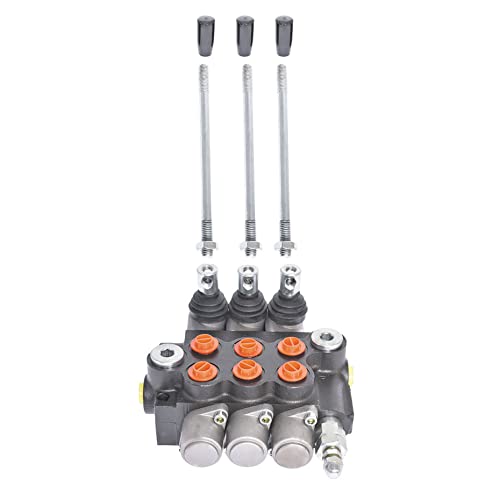 kimllier Hydraulic Valve 3 Spool 11GPM 3600PSI SAE Ports Double Acting - size: 3 Spool 11 GPM