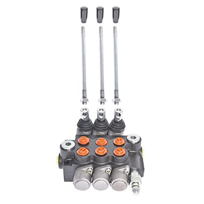 kimllier Hydraulic Valve 3 Spool 11GPM 3600PSI SAE Ports Double Acting - size: 3 Spool 11 GPM