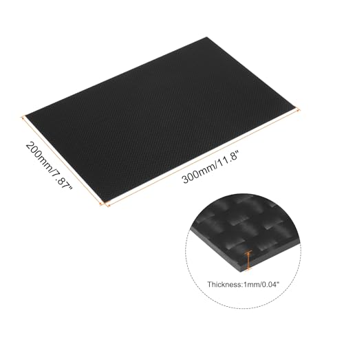 MECCANIXITY 1 Pcs Carbon Fiber Sheet 200x300x1mm Glossy Surface Pultruded Flat Carbon Fiber Board Plate Plain Weave Panel Sheet for Kites RC Airplane - size: 200x300x1mm, style: Glossy