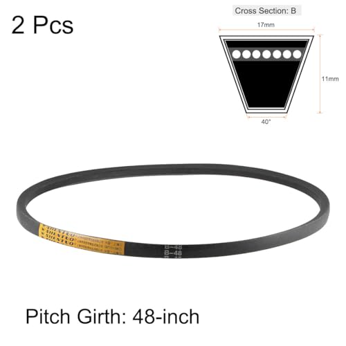 uxcell B48 V-Belts 48" Pitch Length, B-Section Rubber Drive Belt 2pcs - size: 48"