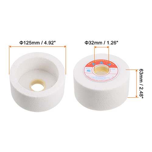 HARFINGTON Grinding Wheel 5 Inch 46 Grits Aluminum Oxide Cup Abrasive Wheels, White Corundum for Hardened Steel, Grinding Machine, White - size: 5 Inch, style: 46 Grits