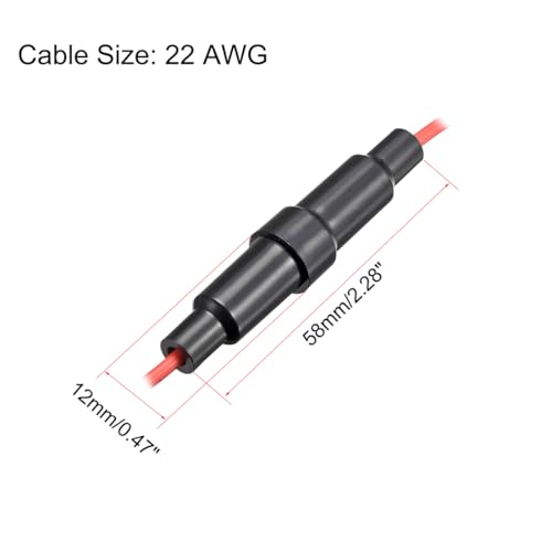 uxcell 5 Pcs 6x30mm Inline Screw Type Fuse Holder 22 Gauge AWG Red Wire with 10 Pcs 7A Fast Blow Glass Fuses - size: 22awg,6x30mm, style: 7A