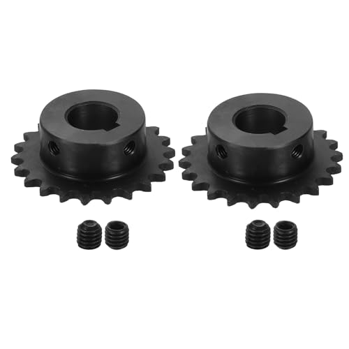 uxcell 2 Pcs #25 Chain Roller Sprocket 14mm Bore, 1/4" Pitch 22 Tooth C45 Carbon Steel ANSI #25 Roller Sprocket Keyway 5 x 2.3mm with Set Screws for ISO 04C Chain - size: 14mm Bore 22 Tooth 5 x 2.3mm Keyway
