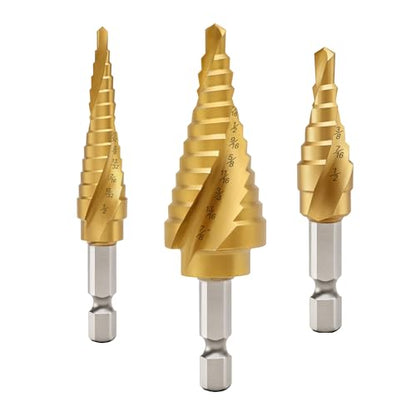 3Pc Step Drill Bit Set with Titanium Coating - style: 3PC-Spiral