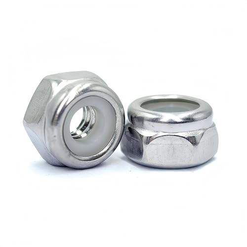 100Pcs 6#-32 Nylon Insert Hex Lock Nuts, 304 Stainless Steel Locknuts,Standard Inch Thread Nylock Nuts,Silver Tone - color: Silver, size: 6#-32