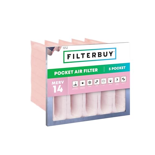 Filterbuy 16x20x15 5-Pocket Air Filter MERV 14 Particle Defense (1-Pack) - size: 16x20x15