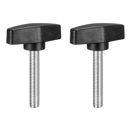 uxcell 2Pcs Clamping Screw Knob, M10 x 60mm Metric Carbon Steel t Shaped Thumb Screws Handle for Quick Remove Hand Tightening Knob Replacement - size: M10 x 60mm