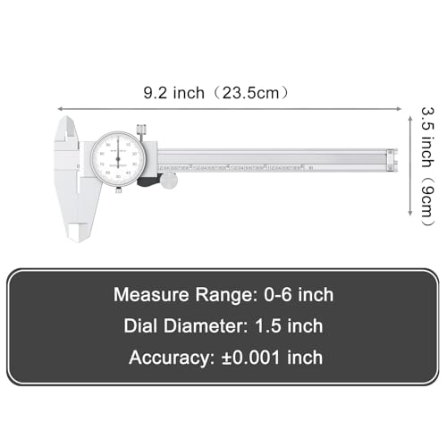 HDLNKAK Dial Caliper Shockproof with Watch 0-6" Range - color: White