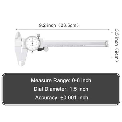 HDLNKAK Dial Caliper Shockproof with Watch 0-6" Range - color: White