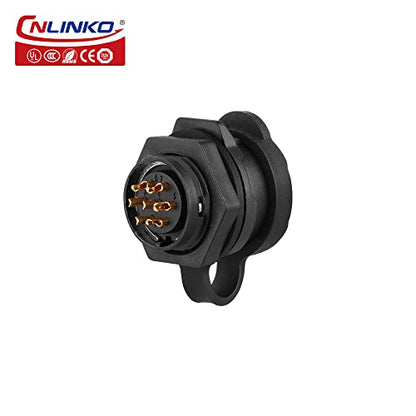 CNLINKO IP68 Circular Panel M16 Plastic 7 Pin Plug and Socket Electrial Waterproof Auto Wire Harness Solder with Cover for Power Equipment DC/AC Welding Connector (7 Pin) - size: 7 Pin, style: Single-Hole Set/Plug without Cable