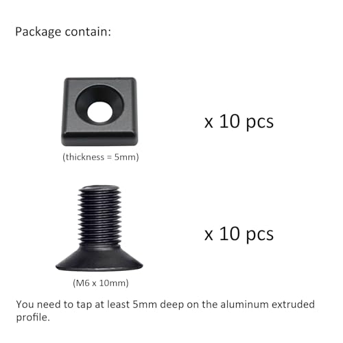 10Pcs 2020 Aluminum Extrusion T Slot End Cap Bracket 20 Series Extruded Hardware Cover with Screws for 20/20 2040 T V Slot Black Aluminum Profile Frame Fitting - style: 10 sets with M6