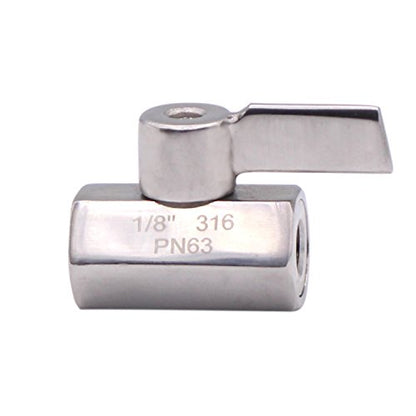 DERNORD Stainless Steel Mini Ball Valve 1/8 Inch NPT Thread Female (Pack of 2) - size: 1/8 Inch, style: Pack of 2