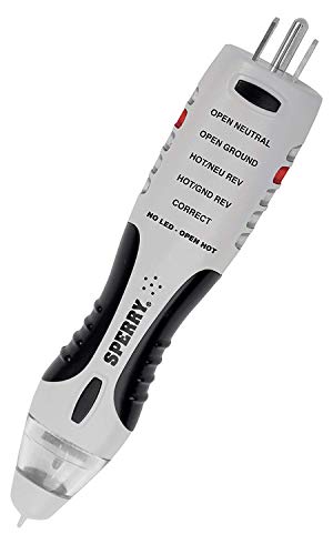 Sperry Instruments VD7504GFI DualCheck 2-in-1 Non-Contact Voltage Detector + GFCI Outlet Circuit Analyzer, 360° Visual & Audible Indicators, 50-1000V AC, 250 lb. Crush Rating