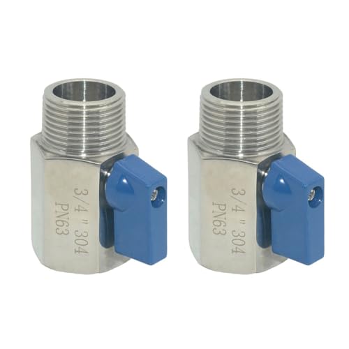 VARMHUS Pack of 2 304 Stainless Steel NPT Mini Ball Valve, Female x Male Thread Shut Off Valve for Water, Oil and Gas (3/4inch) - size: 3/4inch