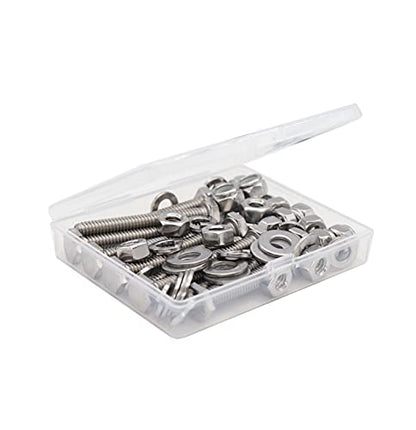 1/4-20 x 1 Hex Bolts Screws, with 1/4-20 Nylon Inserted Lock Nuts / 1/4 Washers / 1/4-20 Hex Nuts, 304 Stainless Steel /A2-70, Silver Tone, 50pcs - size: 1/4-20" x 1" (10-Pack)