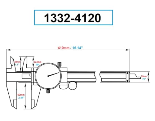 Dasqua 1332-4120 0-12" Machinist Grade Dial Caliper - size: 0-12"