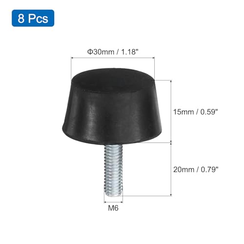 uxcell 8Pcs Thread Adjustable Levelling Feet, 1.18" x 0.59" Rubber Furniture Feet with M6 x 20mm Studs for Table Chair Feet Floor Protector, Black - size: 1.18" x 0.59", M6 x 20mm
