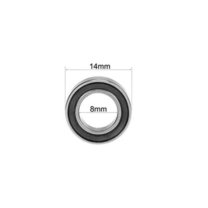 uxcell MR148-2RS Deep Groove Ball Bearings 8mm Inner Dia 14mm OD 4mm Bore Double Sealed Chrome Steel Z2 10pcs - size: 8mmx14mmx4mm