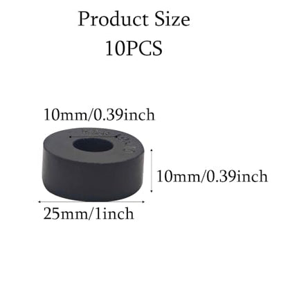 10Pcs Rubber Spacers 1 Inch OD x 3/8 Inch ID x 3/8 Inch Thickness Black Round Anti Vibration Bushing Washers Isolation Pads for Car Home Bolt Screw Machine Equipment - size: 1 Inch OD x 3/8 Inch ID