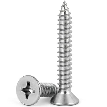 #4 x 1-1/2" (M3x40mm) 304 Stainless Steel Flat Head Wood Screws, 70pcs - size: #4 x 1-5/8''-100pcs